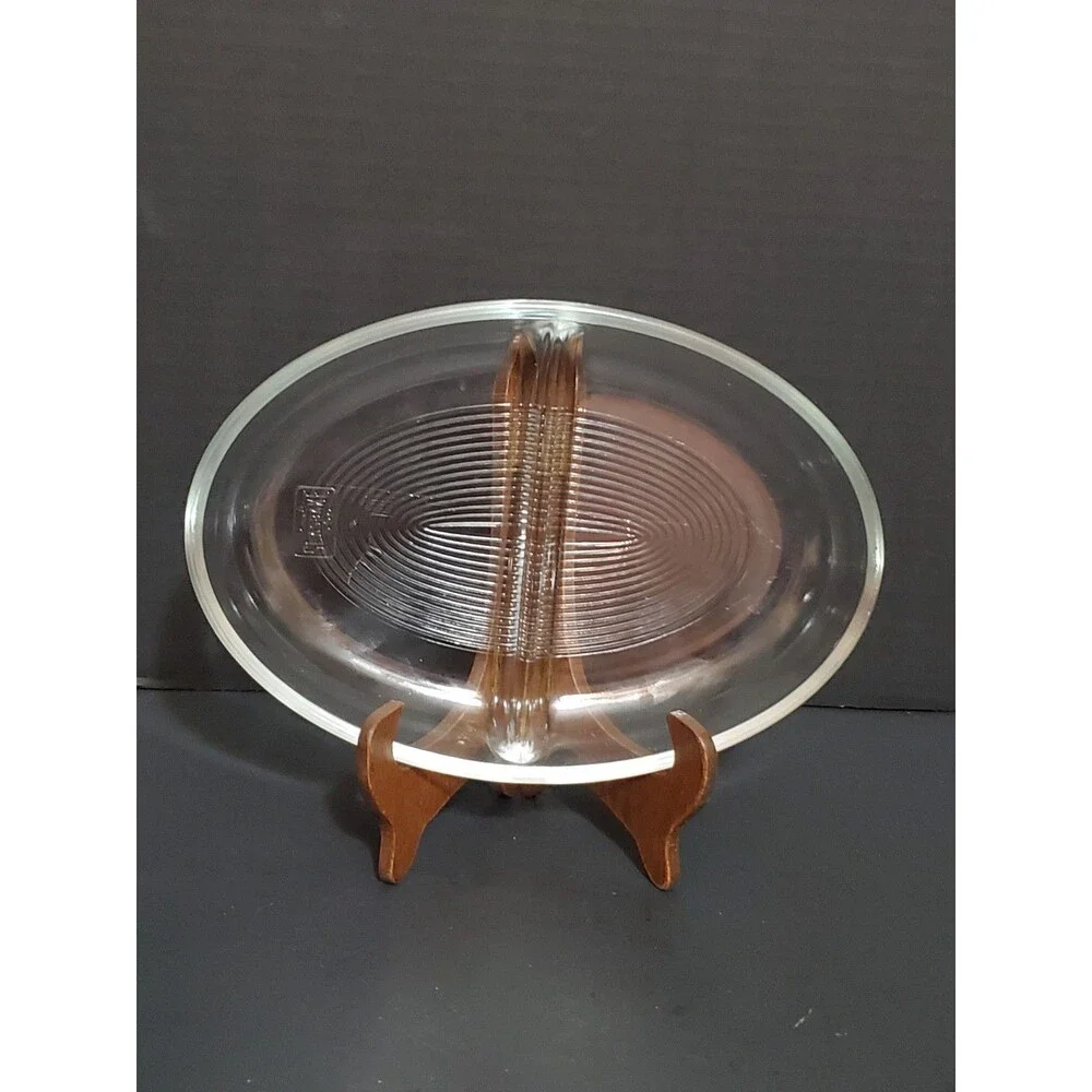 Glasbake Divided Baking Serving Dish 558 Relish Bowl Clear Oval Ribbed Glass US